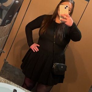 Elegant Black Long Sleeve Dress with Bubble Skirt